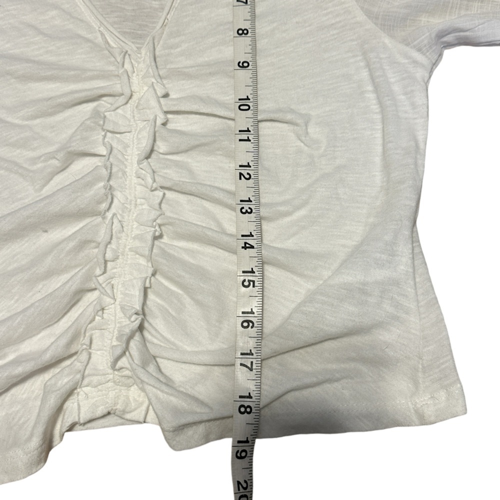 NWOT Dreamy Anthropologie Ruched White Ruffle BOHO TOP SIZE S b28 - Picture 5 of 8